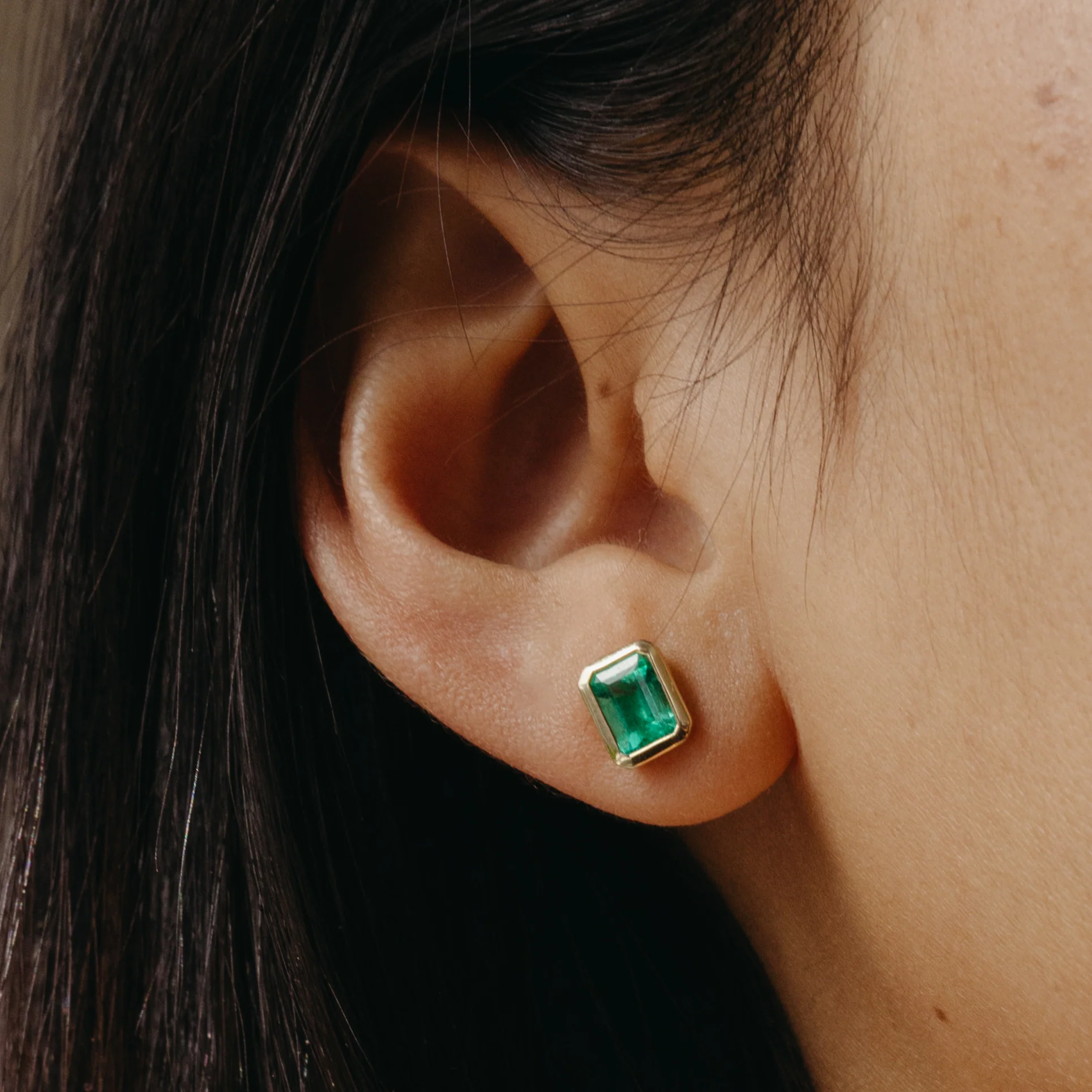 1.41tcw Colombian Emerald Bezel Set Earrings - Image 2