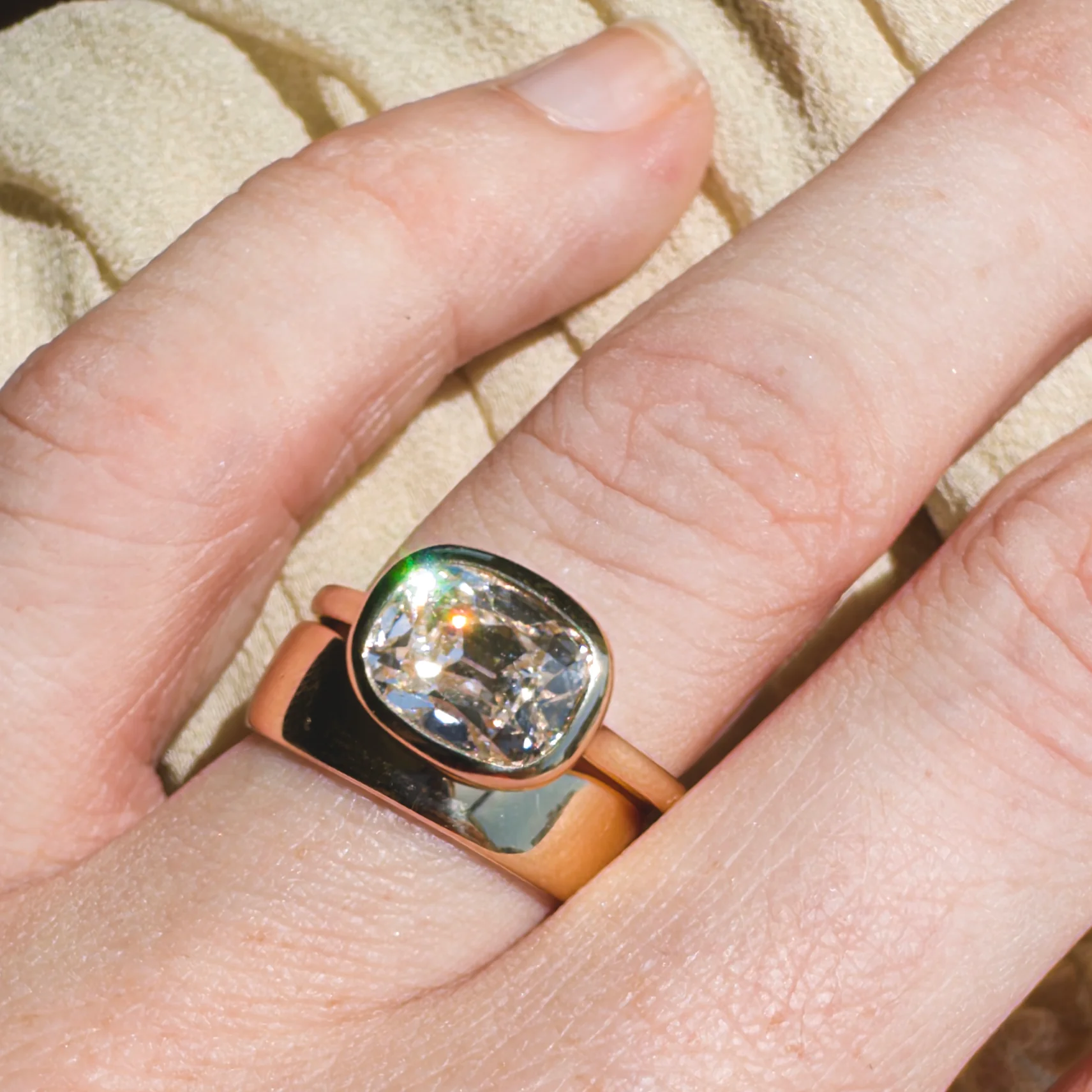 2.54ct Old Mine Cut Lab Diamond Bezel Ring - Image 3