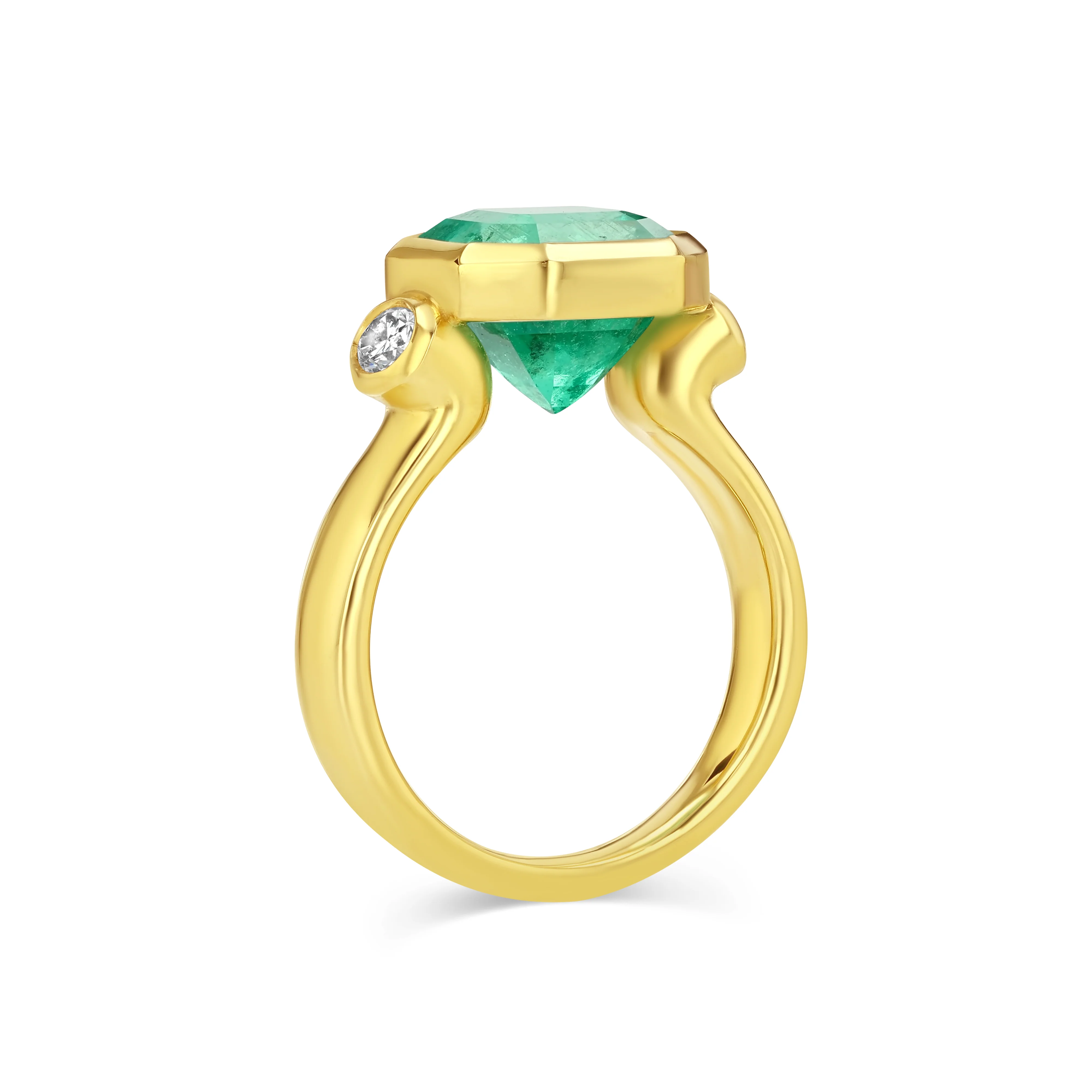 4.06ct Muzo Emerald and Diamond Floating Bezel Ring - Image 4
