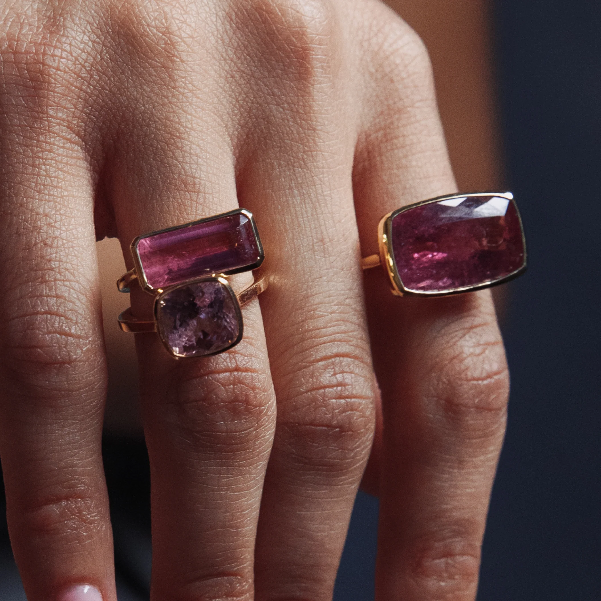 4.26ct Light Pink Tourmaline Cushion Bezel Ring - Image 3