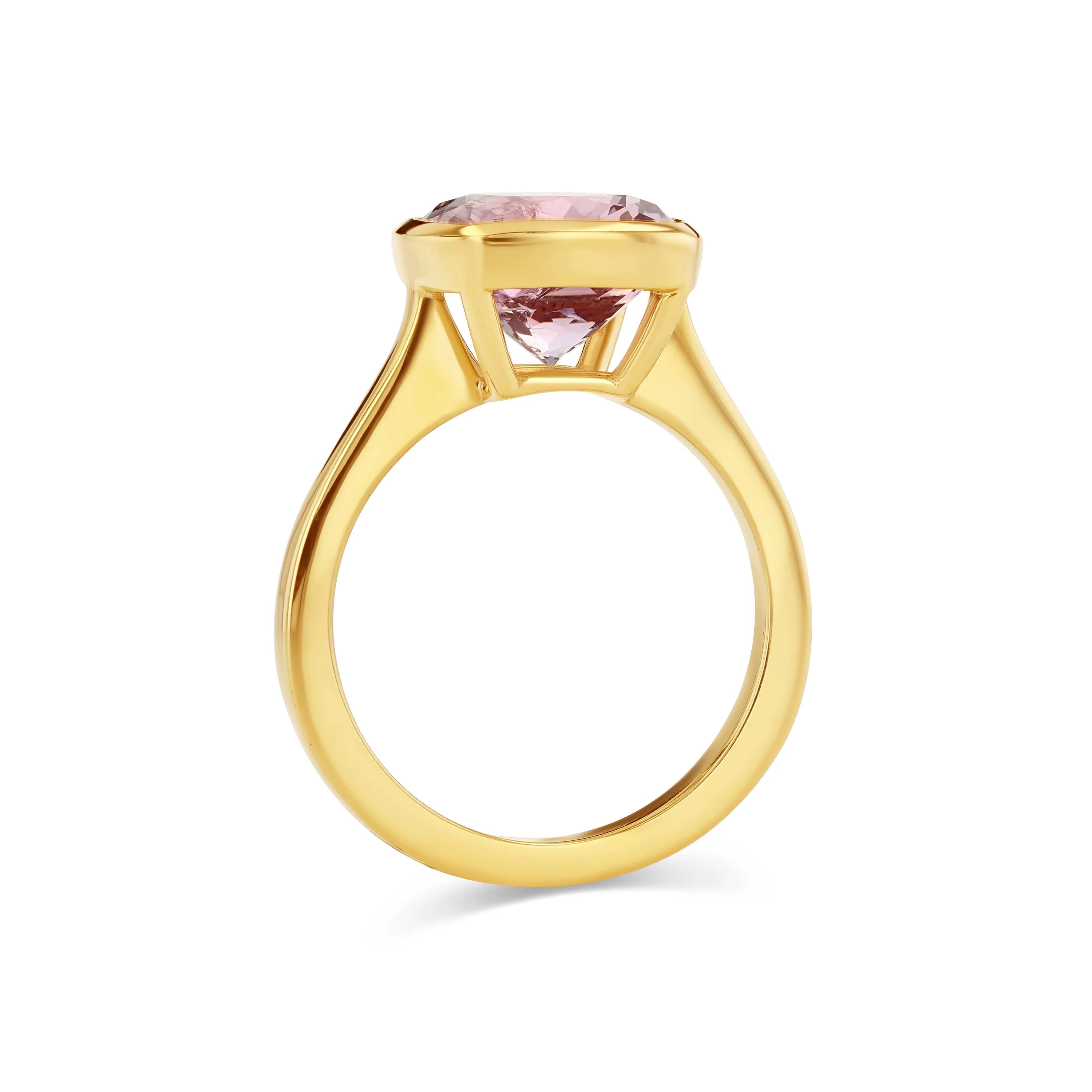 4.26ct Light Pink Tourmaline Cushion Bezel Ring - Image 5