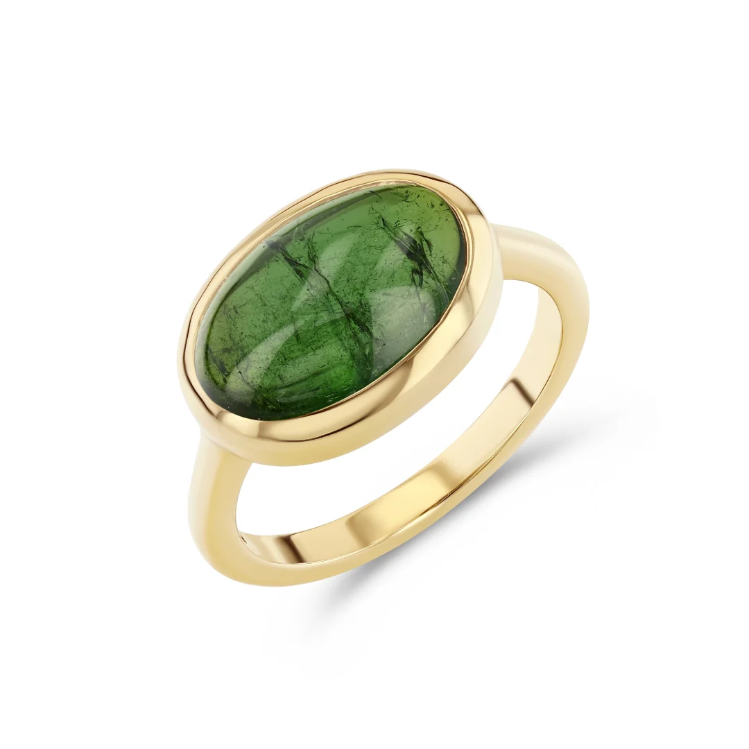 5.59ct Tourmaline Cabachon Bezel Ring