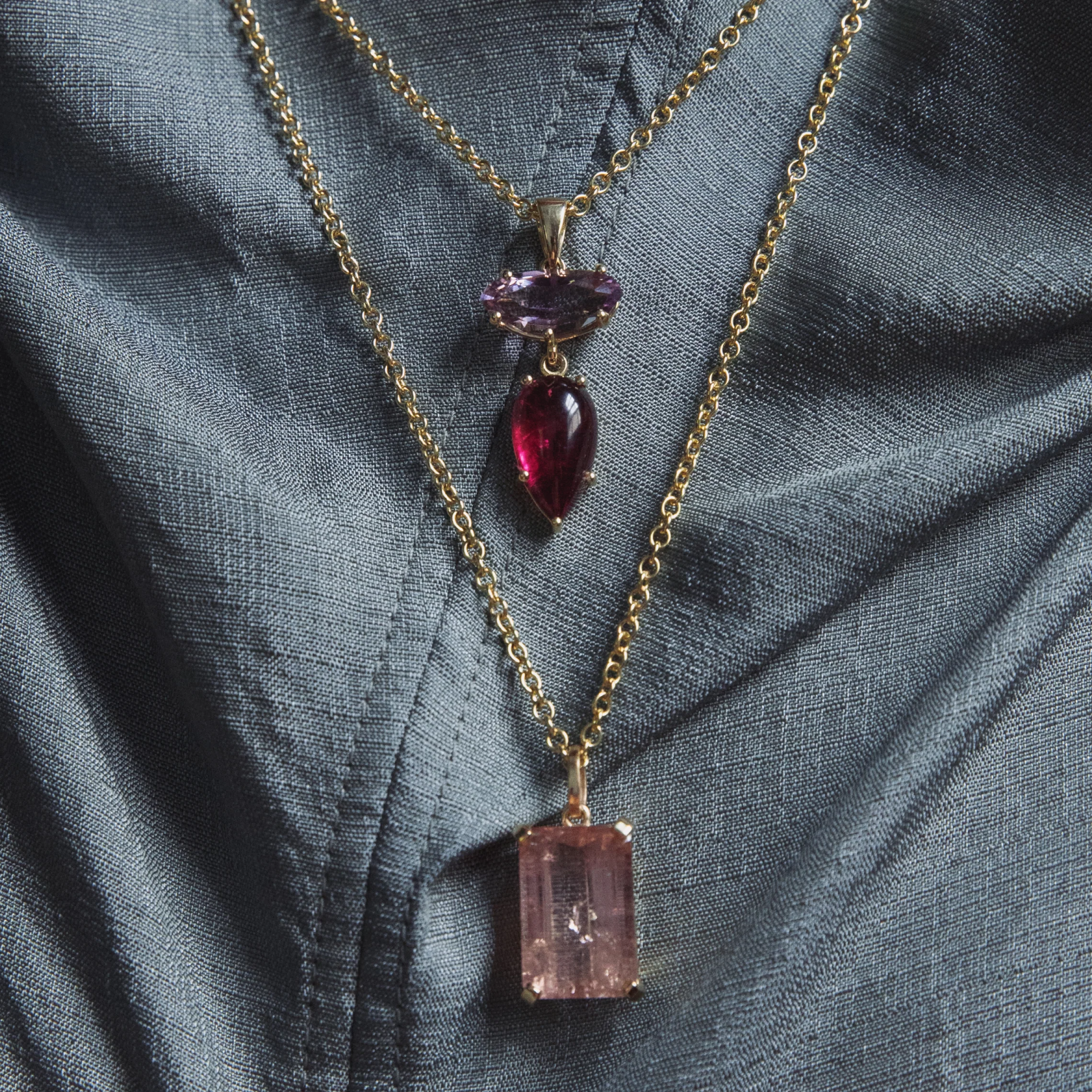 Amethyst and Tourmaline Cabochon Vessel Charm - Image 3