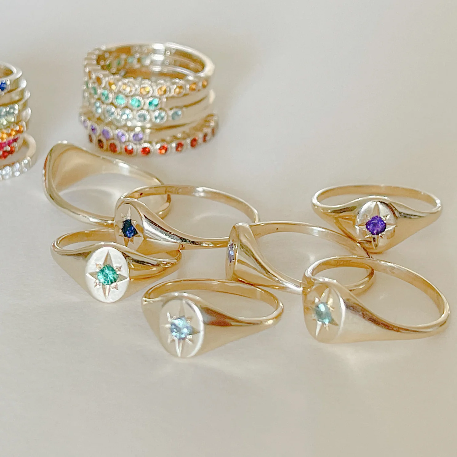 Aquamarine North Star Signet Ring - Image 7