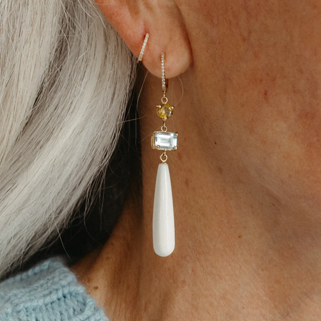 Aquamarine, Sphene, White Coral Drops - Image 4