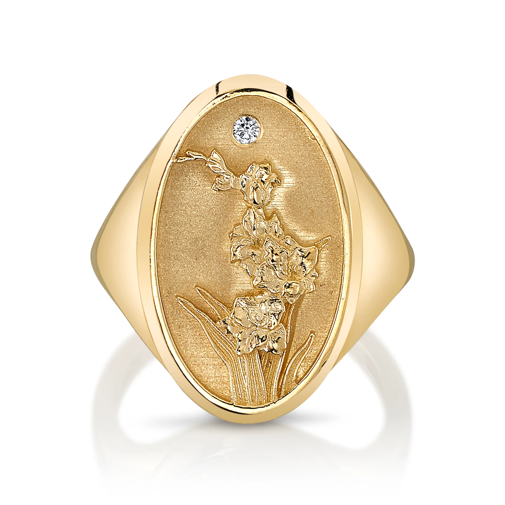 August Birth Flower Signet Ring