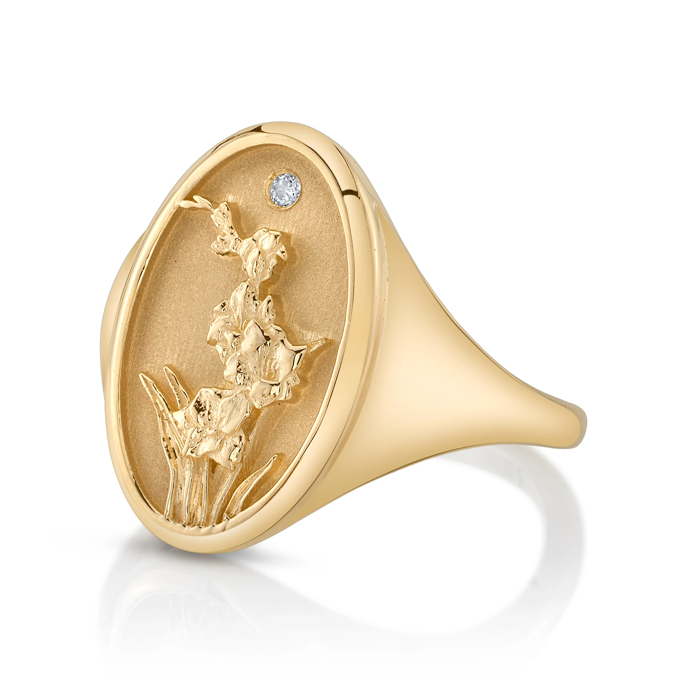 August Birth Flower Signet Ring - Image 3