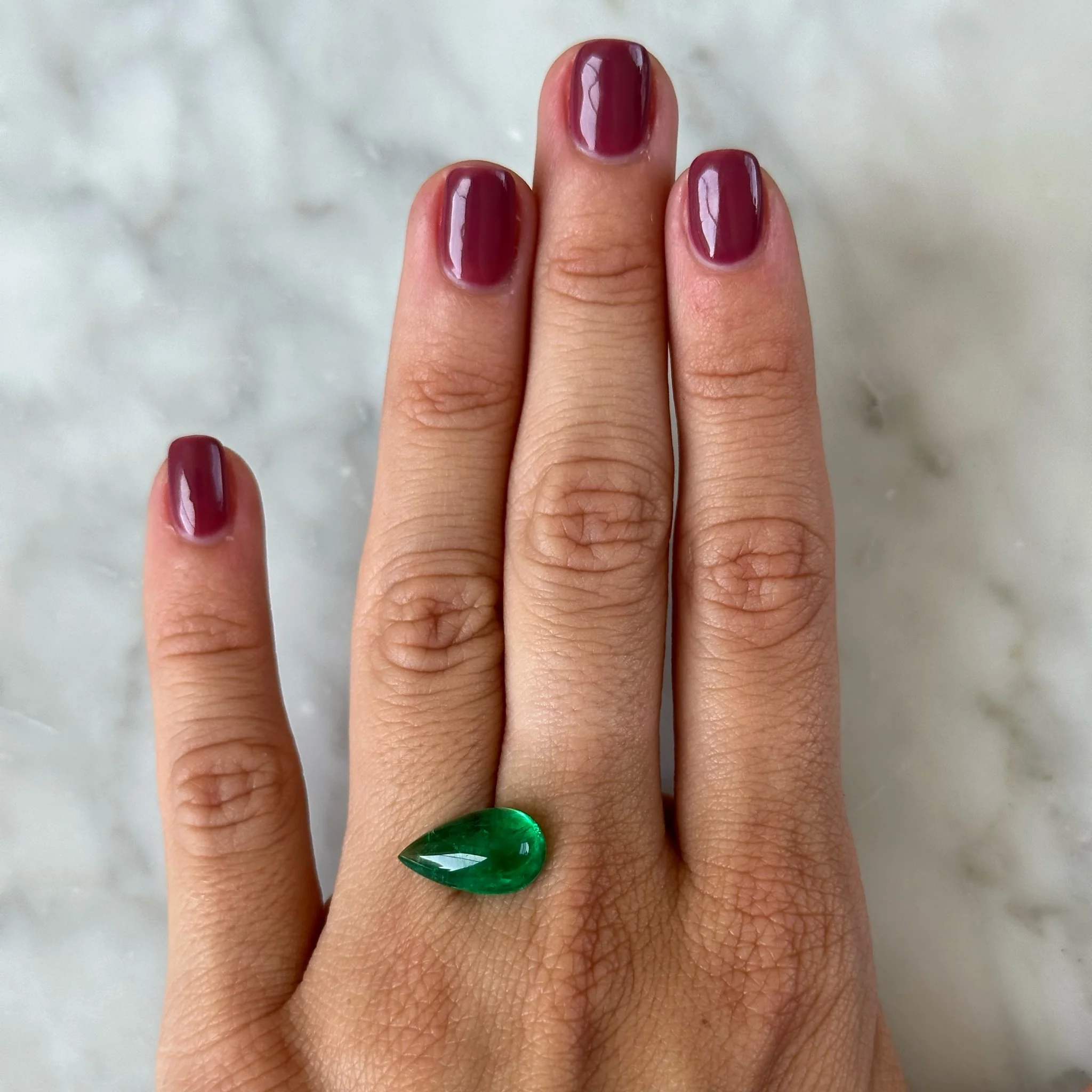 Bespoke 4.42ct Muzo Emerald Pear Cabochon - Image 5