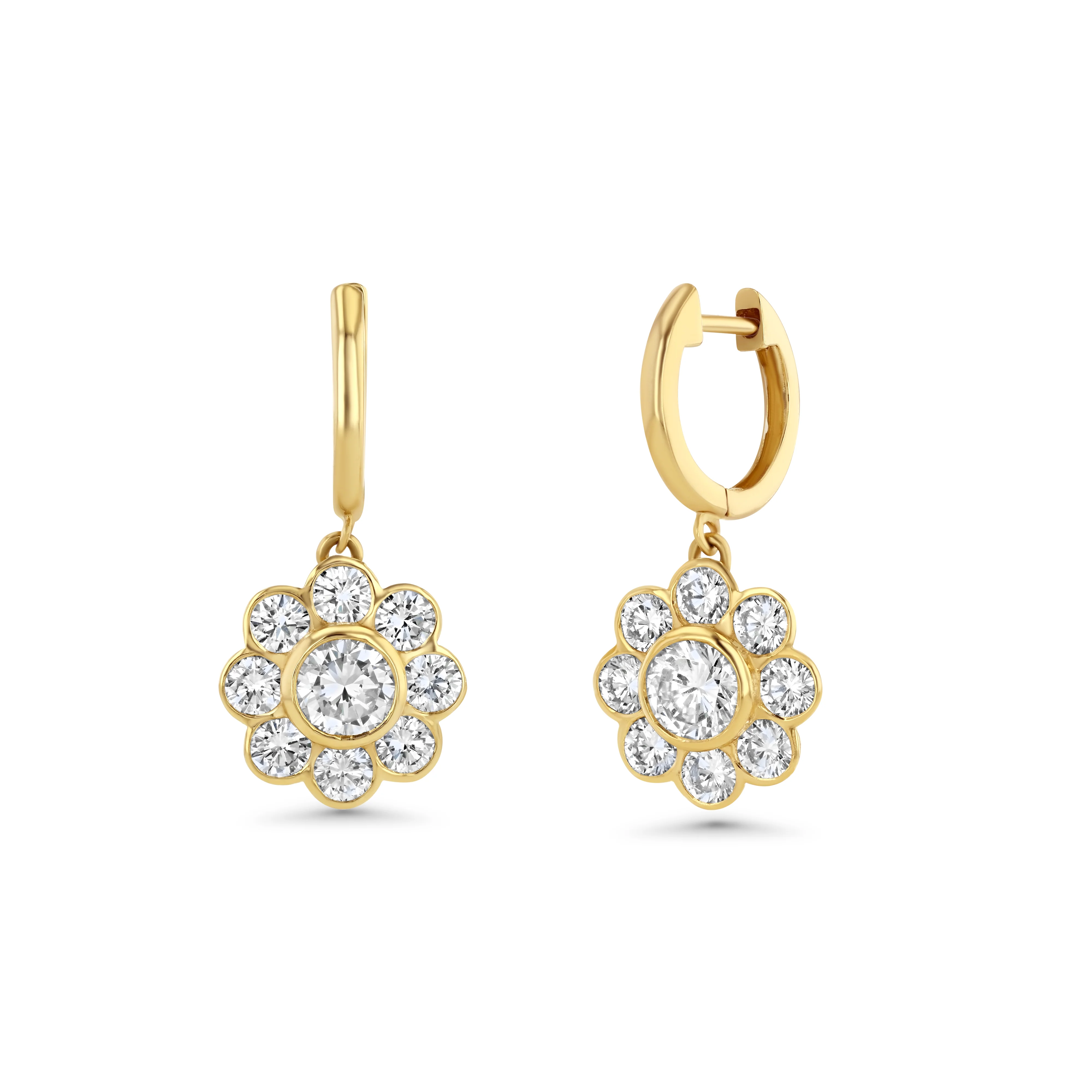 Diamond Flower Drop Earrings