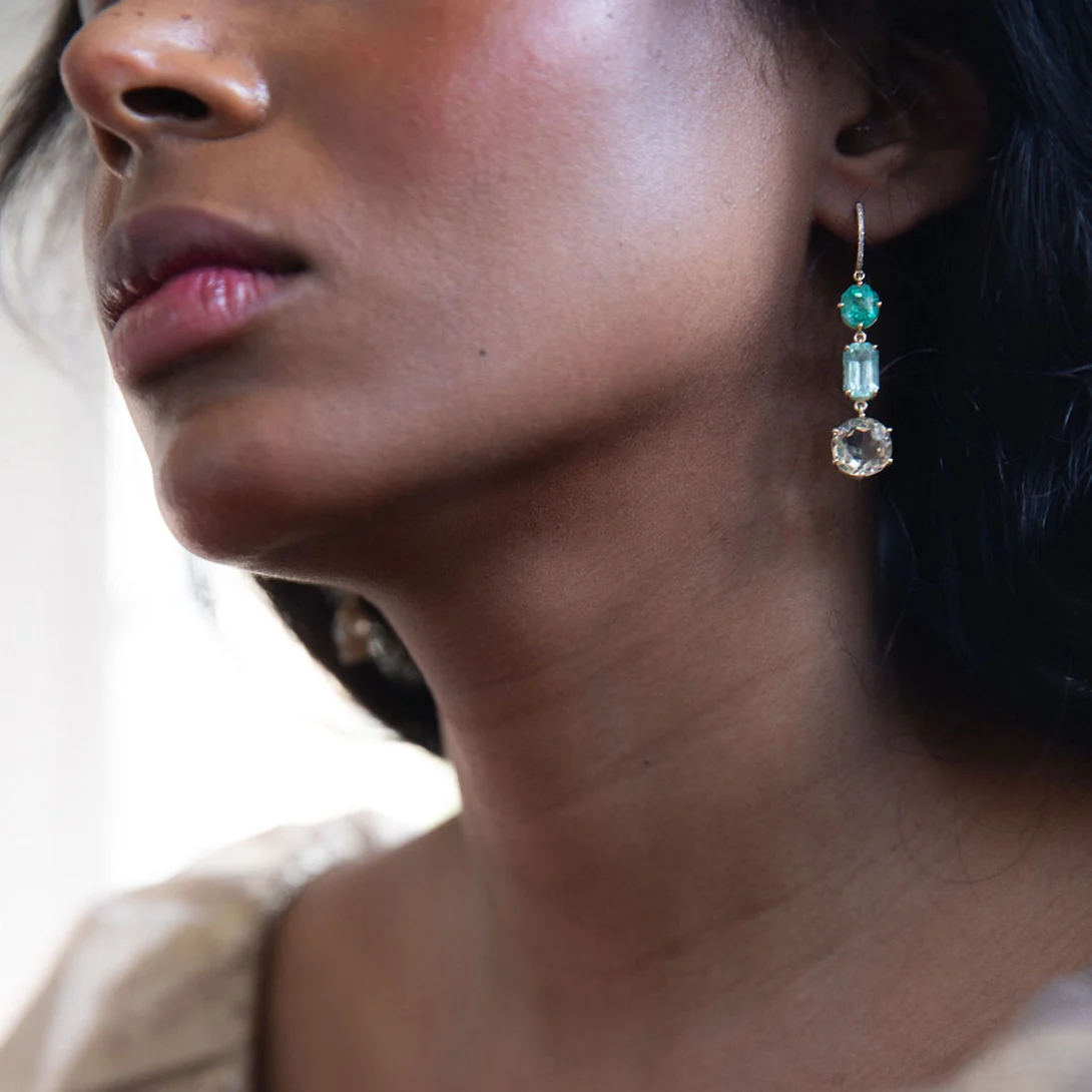 EMERALD, BERYL & CITRINE EARRINGS - Image 4