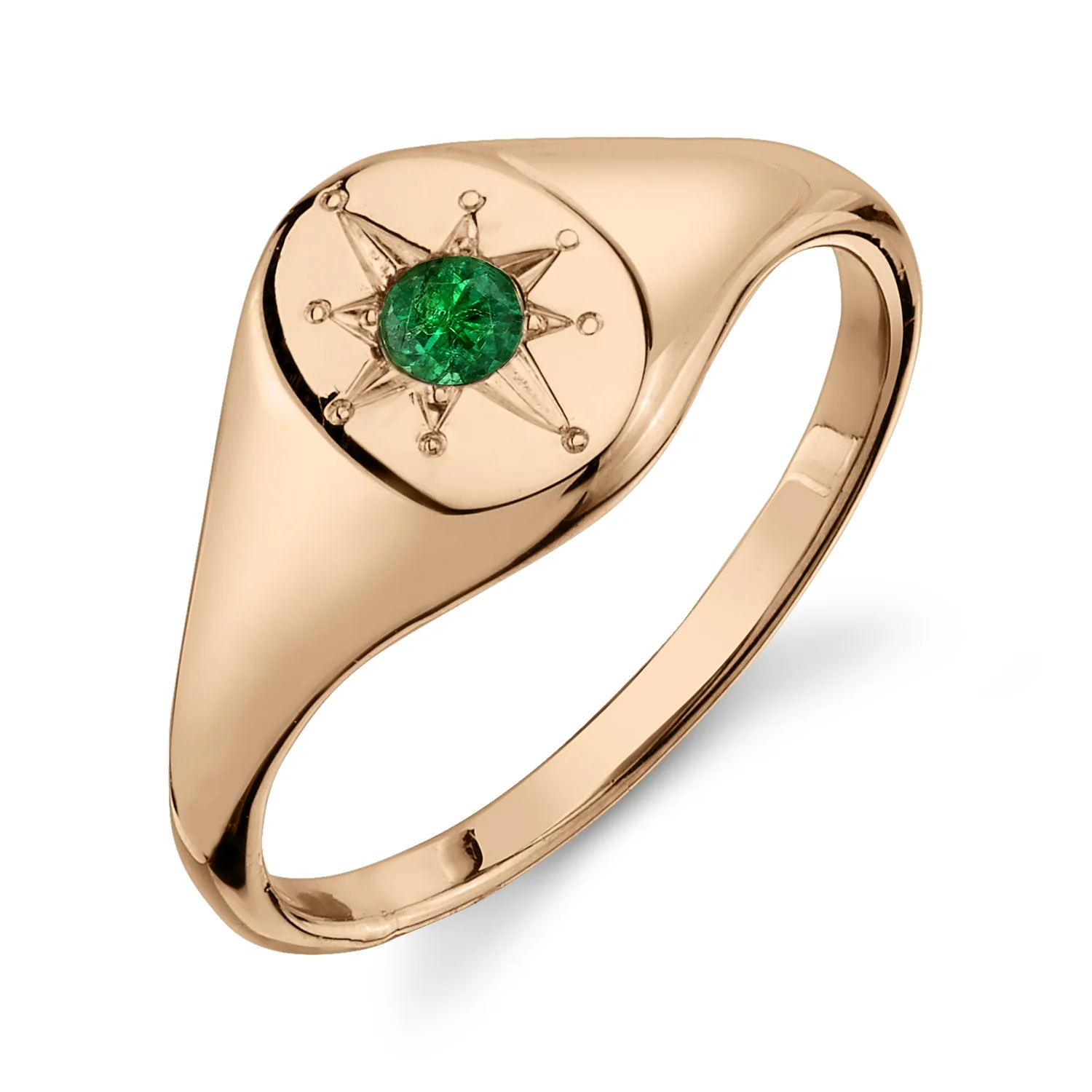 Emerald North Star Signet Ring - Image 3
