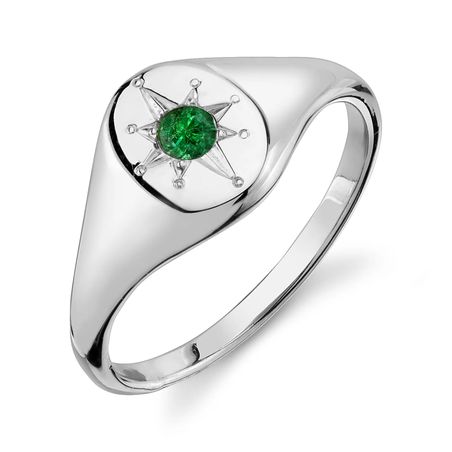 Emerald North Star Signet Ring - Image 4