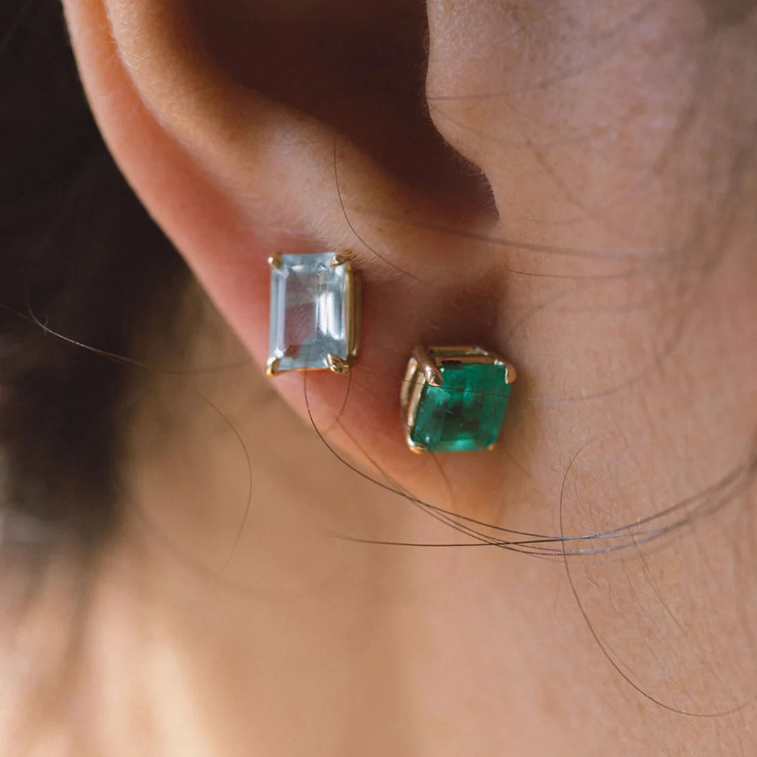 MUZO EMERALD PRONG SET EARRINGS - Image 3