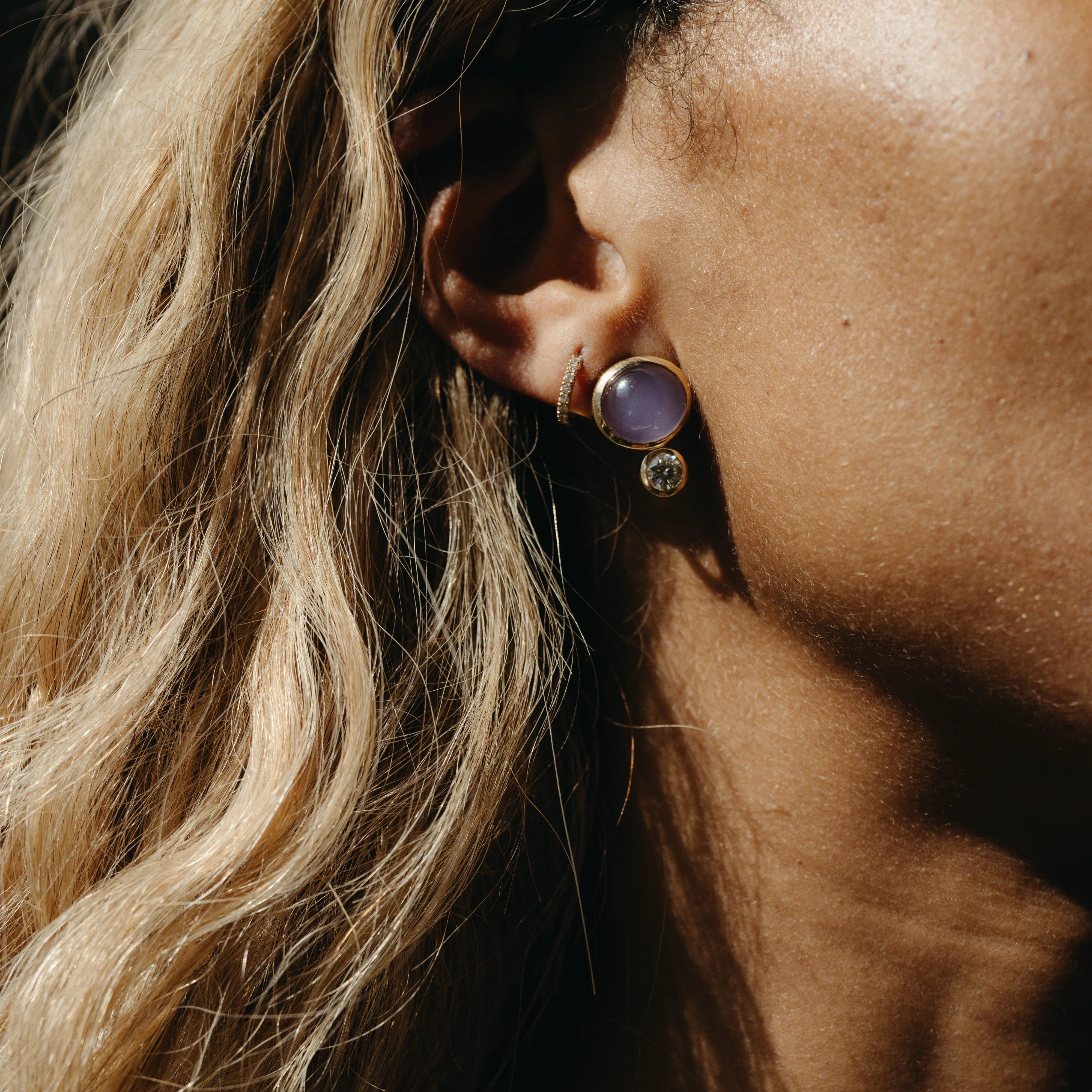 Lavender Chalcedony & Diamond Earrings - Image 4