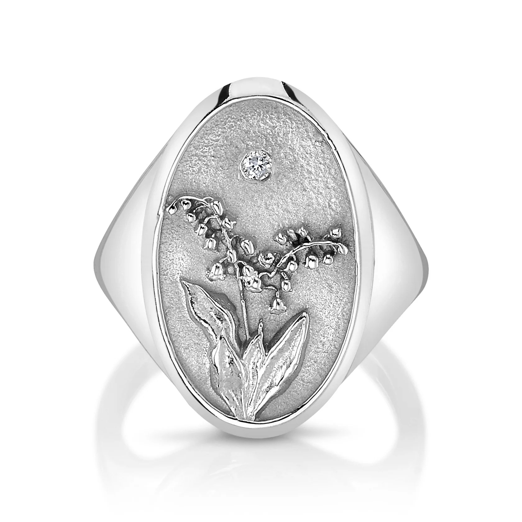 May Birth Flower Signet Ring - Image 3