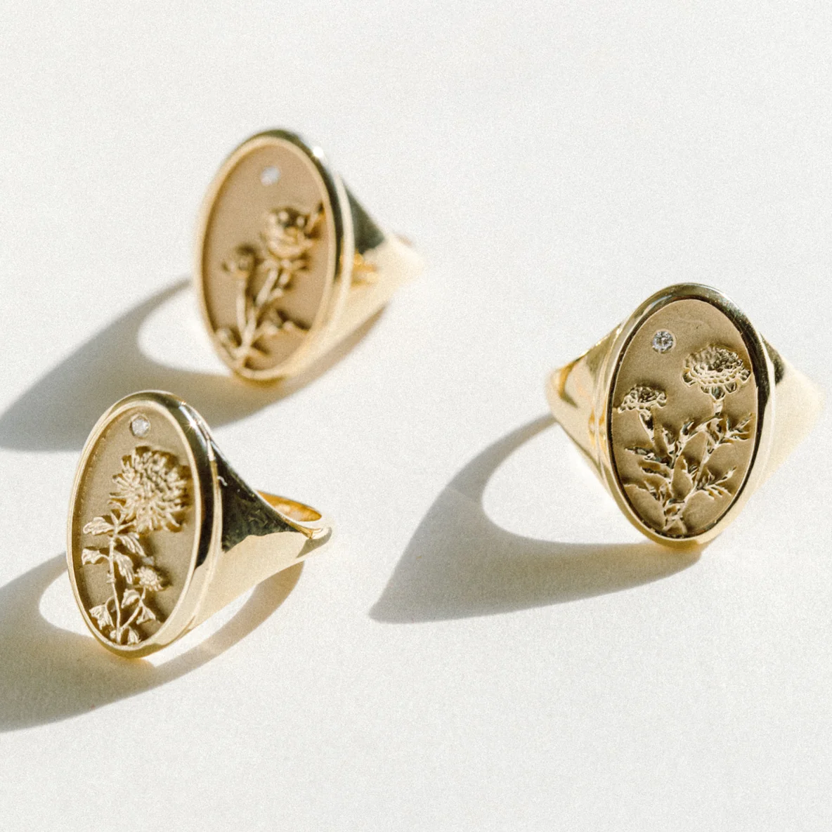 May Birth Flower Signet Ring - Image 6