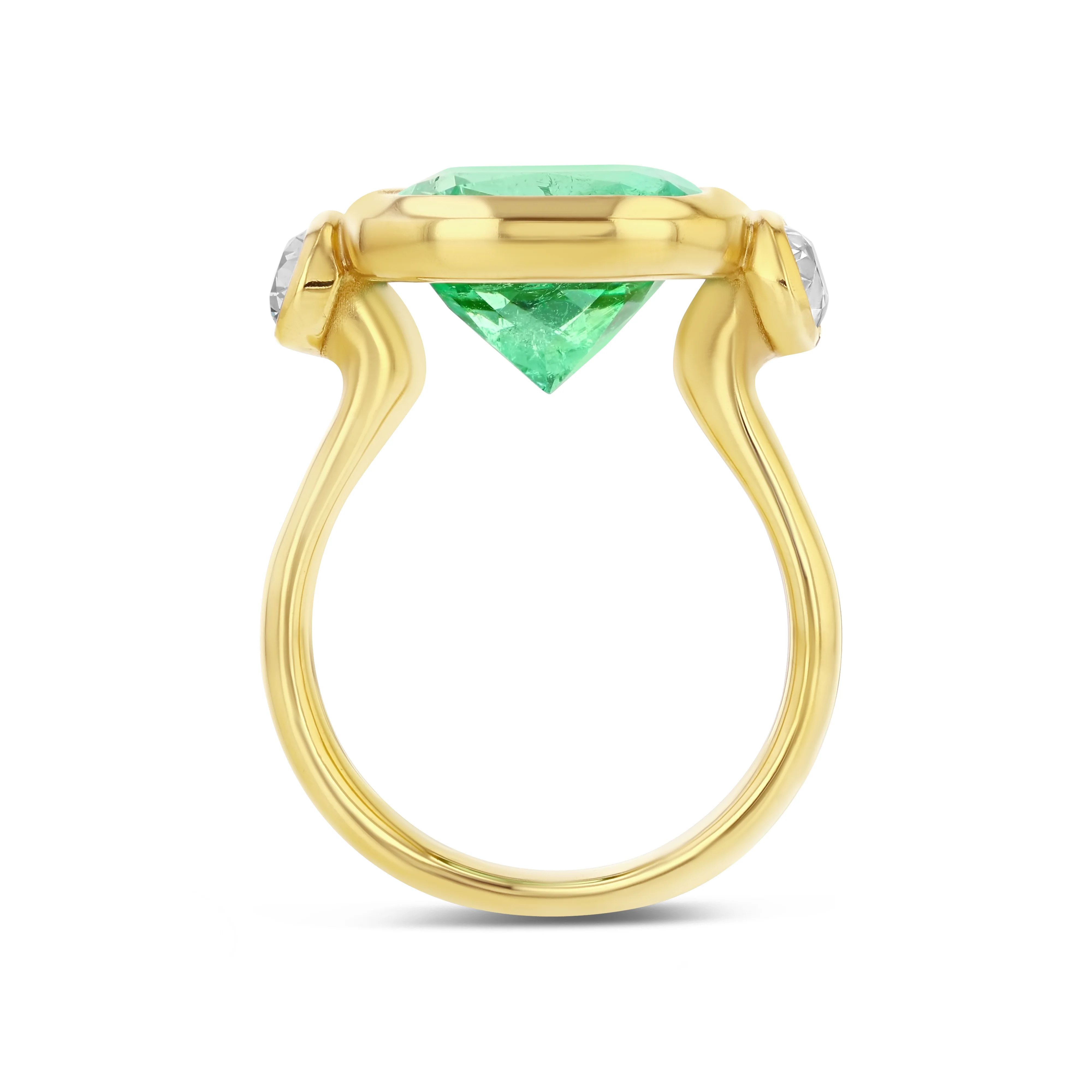 5.90ct Muzo Emerald Cushion Cut and Diamond Three Stone Ring - Image 3