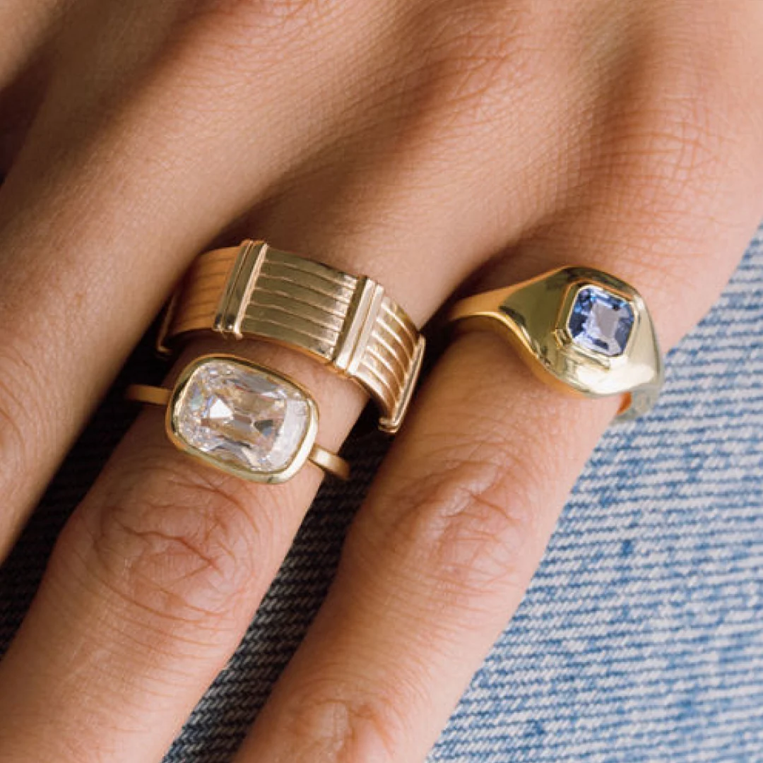 OLD MINE CUT LAB DIAMOND BEZEL RING - Image 8