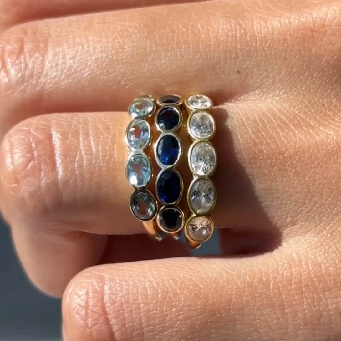 Aquamarine Oval Bezel Ring - Image 2