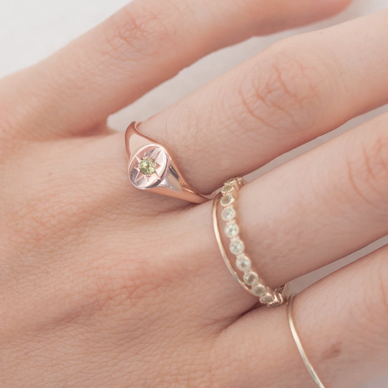Peridot North Star Signet Ring - Image 5