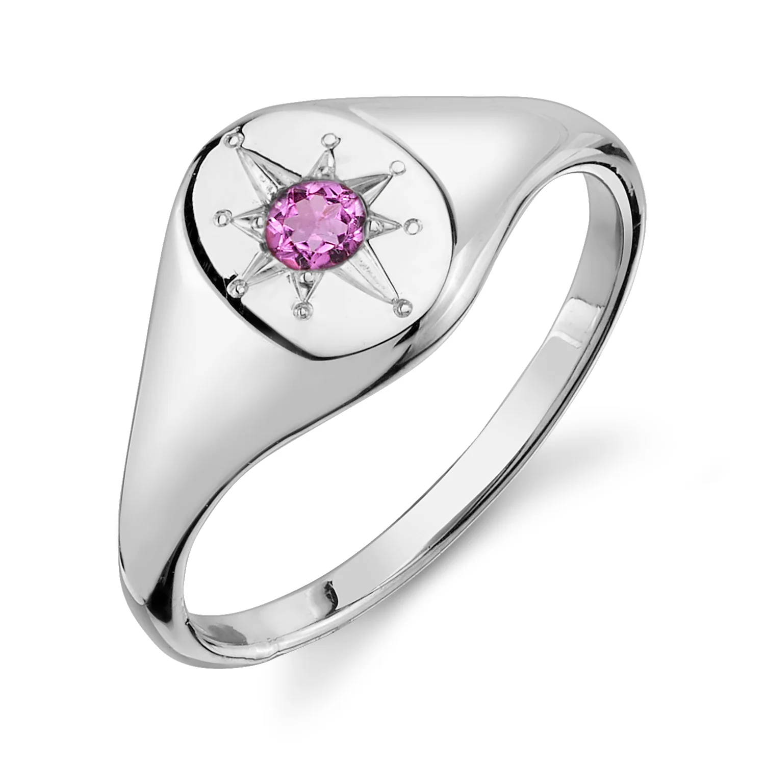 Pink Tourmaline North Star Signet Ring - Image 3
