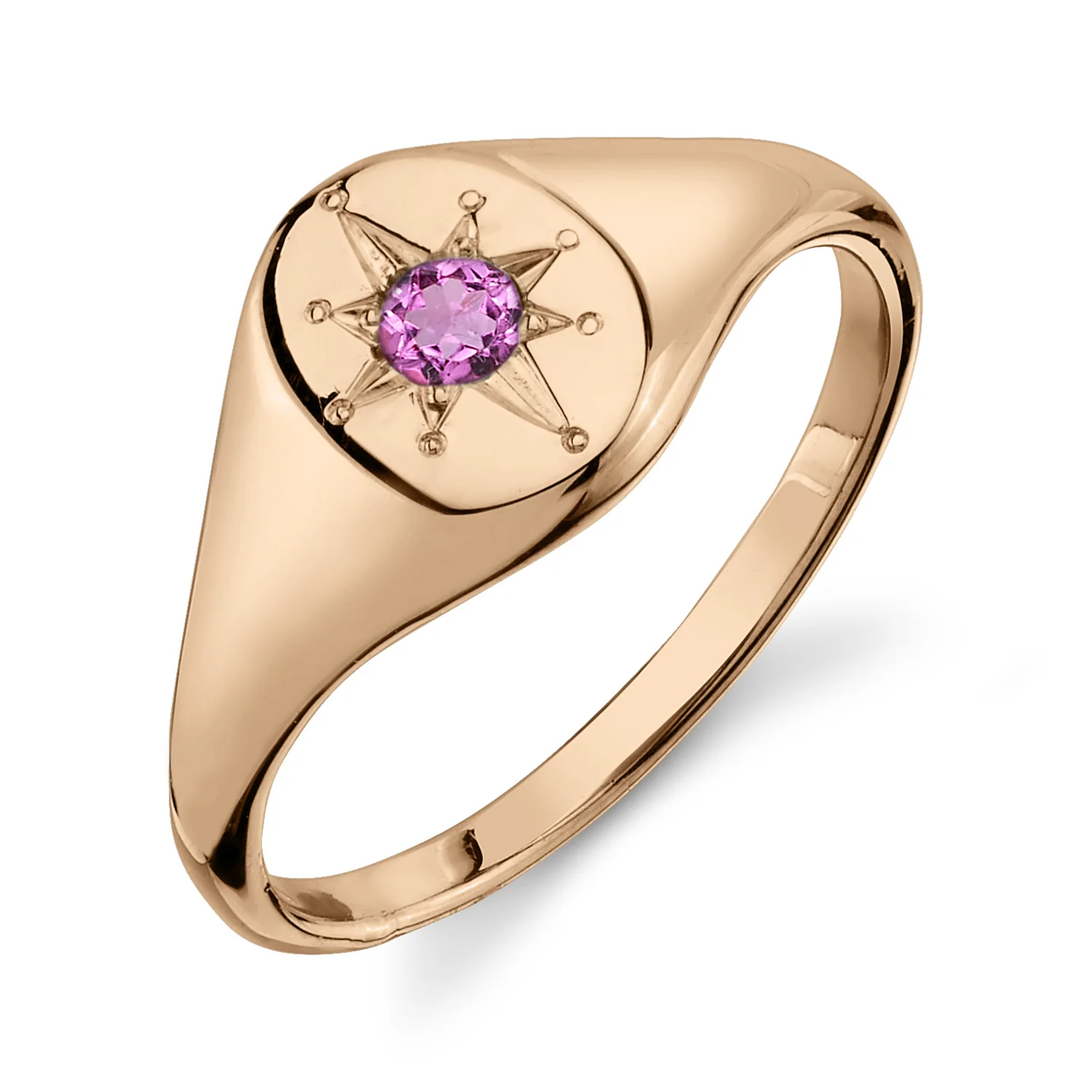 Pink Tourmaline North Star Signet Ring - Image 4