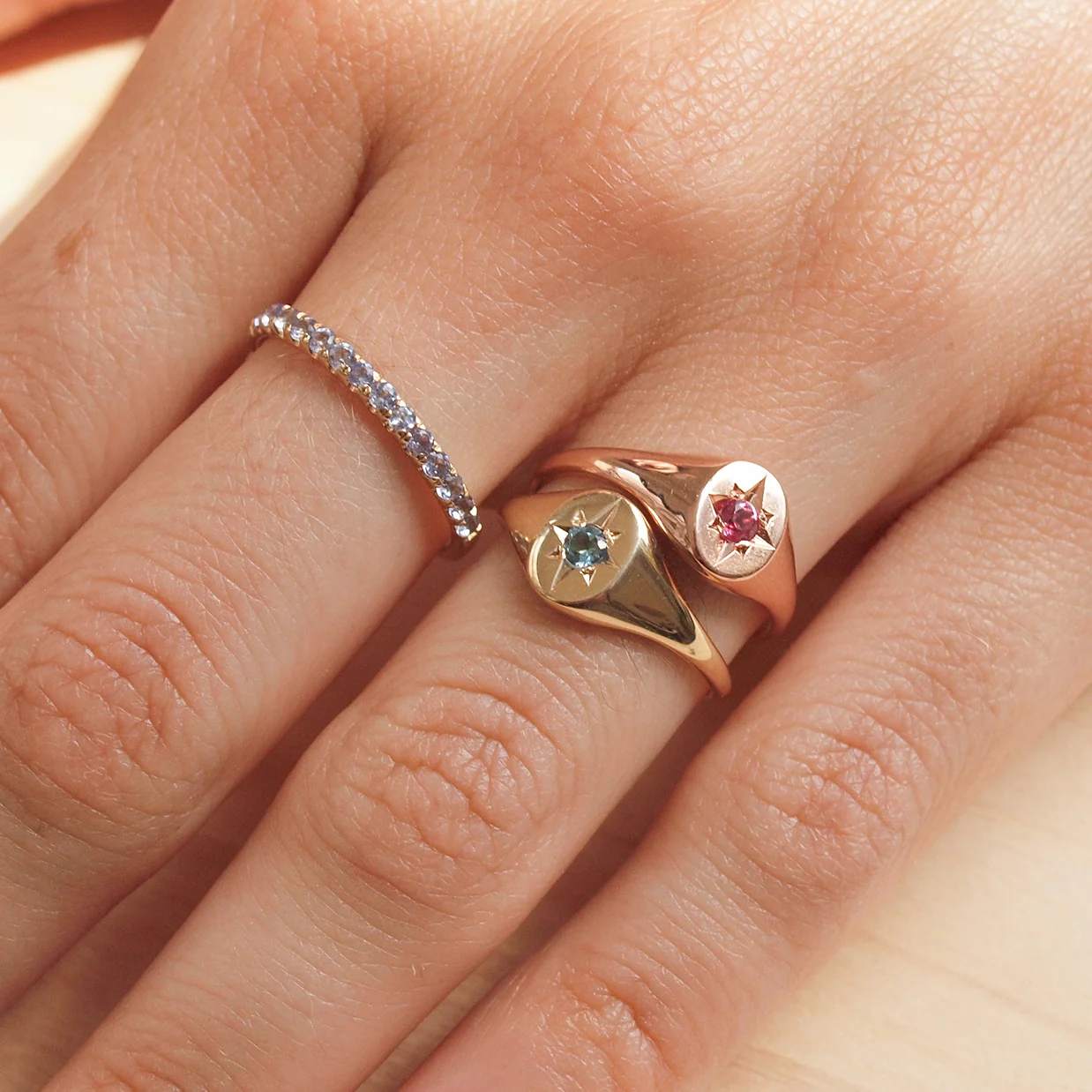 Pink Tourmaline North Star Signet Ring - Image 5