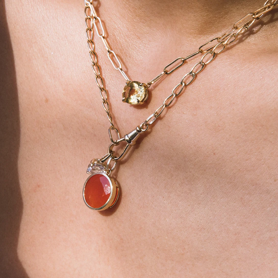 Round Carnelian Bezel Set Charm - Image 3