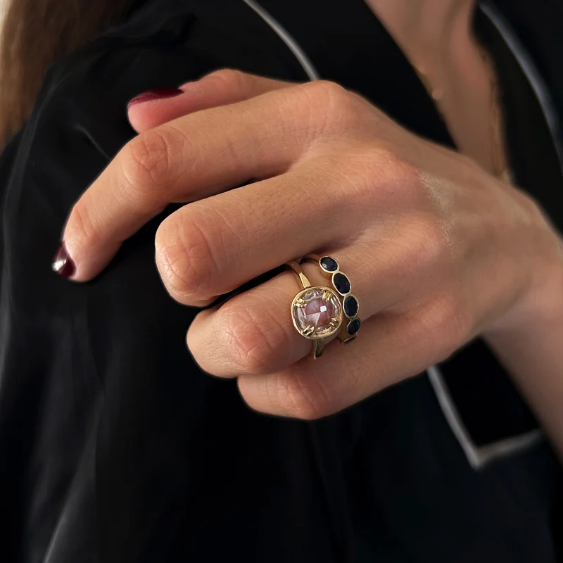 WHITE SAPPHIRE ROSE CUT BASKET RING - Image 4